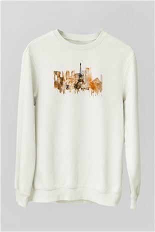 Eyfel Kulesi Beyaz Unisex Sweatshirt