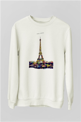 Eyfel Kulesi Beyaz Unisex Sweatshirt
