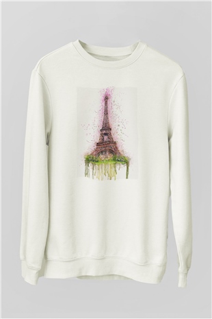 Eyfel Kulesi Beyaz Unisex Sweatshirt
