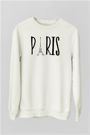 Eyfel Kulesi Beyaz Unisex Sweatshirt