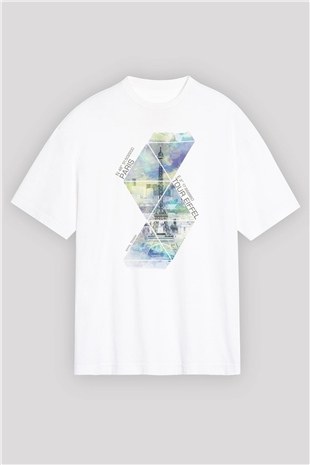 Eyfel Kulesi Beyaz Oversize Tişört Oversize T-shirt - TişörtFabrikası