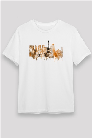 Eyfel Kulesi Beyaz Unisex Tişört T-Shirt - TişörtFabrikası