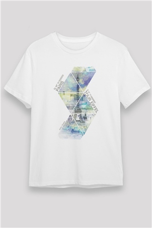 Eyfel Kulesi Beyaz Unisex Tişört T-Shirt - TişörtFabrikası