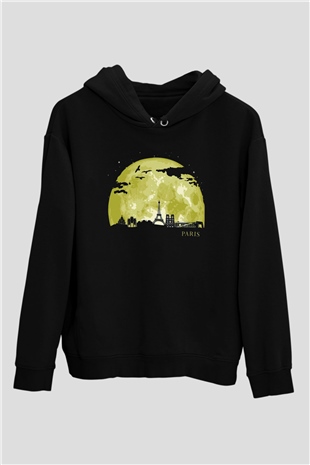 Eyfel Kulesi Siyah Unisex Hoodie