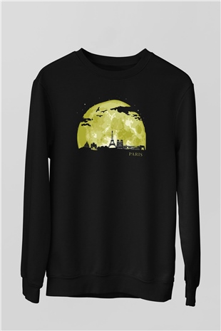 Eyfel Kulesi Siyah Unisex Sweatshirt