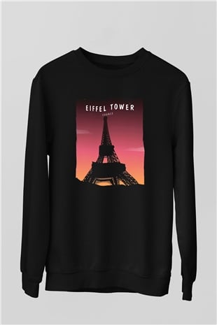 Eyfel Kulesi Siyah Unisex Sweatshirt
