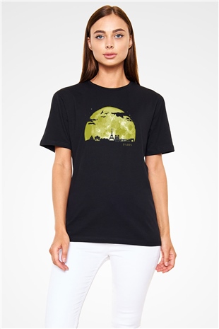 Eyfel Kulesi Siyah Unisex Tişört T-Shirt - TişörtFabrikası