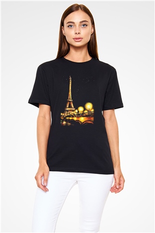Eiffel Tower Black Unisex  T-Shirt