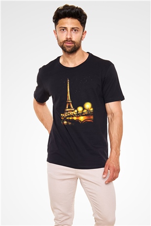 Eiffel Tower Black Unisex  T-Shirt