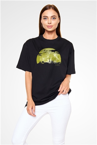 Eyfel Kulesi Siyah Oversize Tişört Oversize T-shirt - TişörtFabrikası