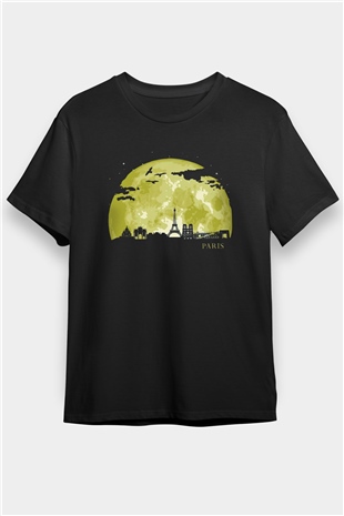 Eyfel Kulesi Siyah Unisex Tişört T-Shirt - TişörtFabrikası