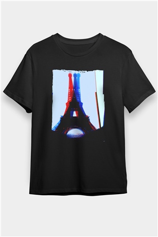 Eiffel Tower Black Unisex  T-Shirt