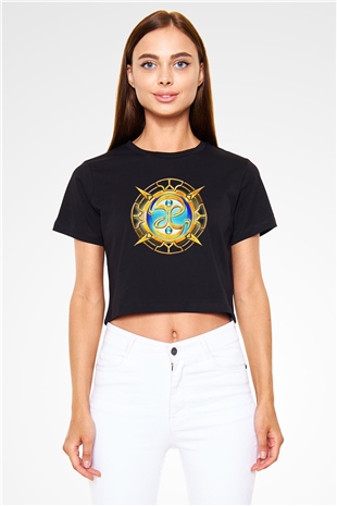Fable Siyah  Crop Top Tişört
