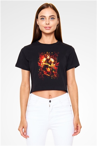 Fable Siyah  Crop Top Tişört
