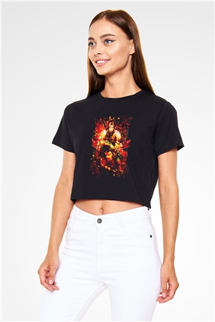 Fable Siyah  Crop Top Tişört