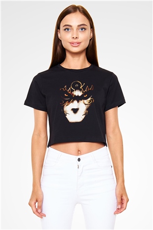 Fable Siyah  Crop Top Tişört