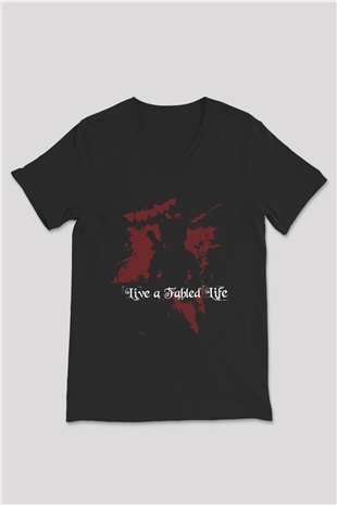 Fable Siyah Unisex V Yaka Tişört