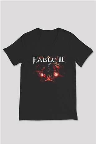 Fable Siyah Unisex V Yaka Tişört