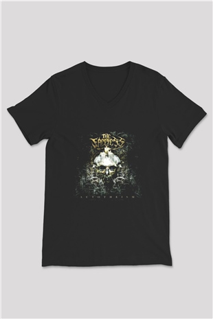 Faceless (The) Baskılı Unisex Siyah V Yaka Tişört