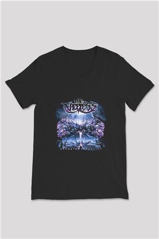Faceless (The) Baskılı Unisex Siyah V Yaka Tişört
