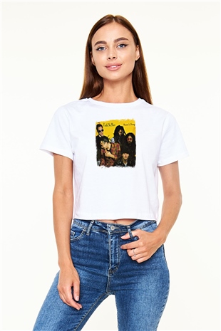 Faith No More Baskılı Unisex Beyaz Crop Top Tişört