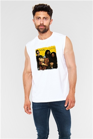 Faith No More Baskılı Unisex Beyaz Kolsuz Tişört