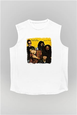 Faith No More Baskılı Unisex Beyaz Kolsuz Tişört