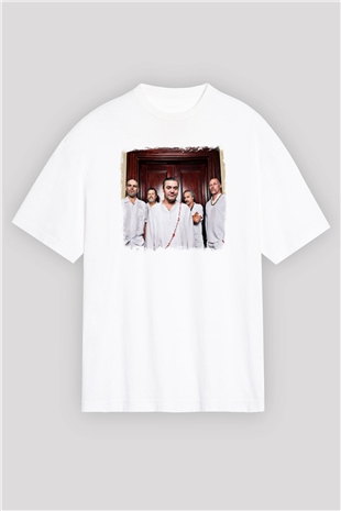 Faith No More Baskılı Unisex Beyaz Oversize Tişört