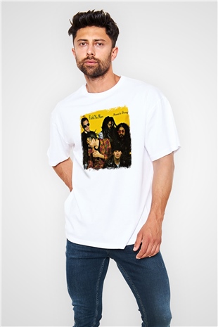 Faith No More Baskılı Unisex Beyaz Oversize Tişört