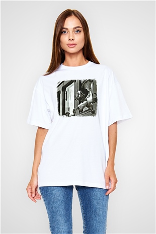 Faith No More Baskılı Unisex Beyaz Oversize Tişört
