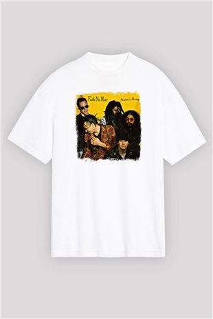 Faith No More Baskılı Unisex Beyaz Oversize Tişört