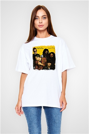 Faith No More Baskılı Unisex Beyaz Oversize Tişört