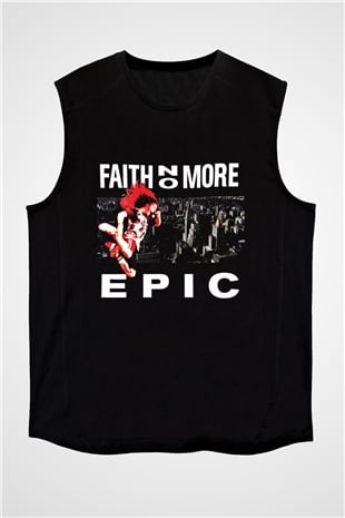 Faith No More Baskılı Unisex Siyah Kolsuz Tişört