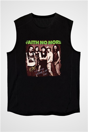 Faith No More Baskılı Unisex Siyah Kolsuz Tişört
