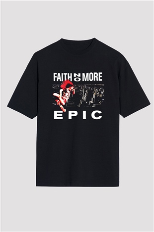 Faith No More Baskılı Unisex Siyah Oversize Tişört
