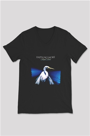 Faith No More Baskılı Unisex Siyah V Yaka Tişört