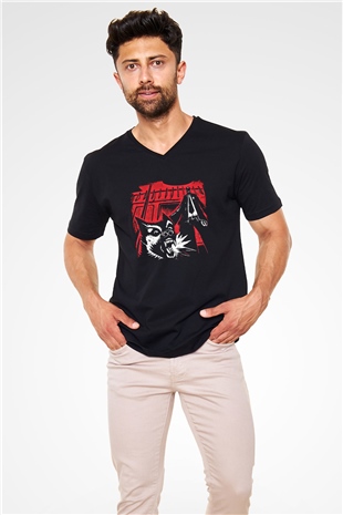 Faith No More Baskılı Unisex Siyah V Yaka Tişört