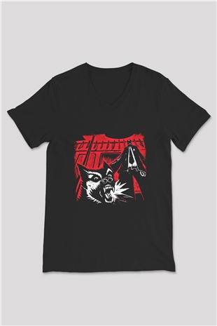 Faith No More Baskılı Unisex Siyah V Yaka Tişört