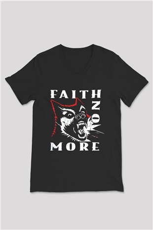 Faith No More Siyah Unisex V Yaka Tişört T-Shirt