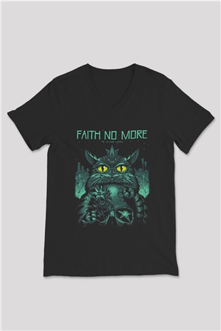 Faith No More Siyah Unisex V Yaka Tişört T-Shirt