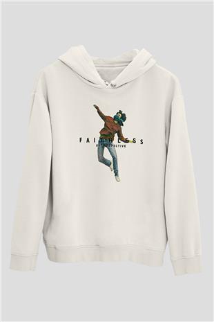 Faithless Baskılı Beyaz Unisex Kapüşonlu Sweatshirt