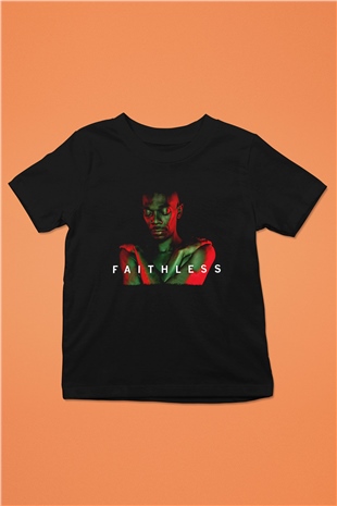 Faithless Baskılı Unisex Siyah Çocuk Tişört - Tshirt