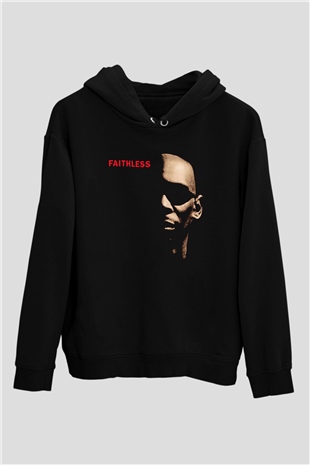 Faithless Baskılı Unisex Siyah Hoodie