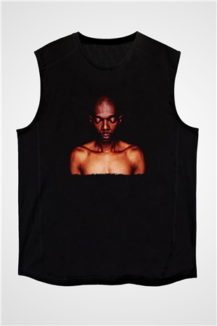 Faithless Baskılı Unisex Siyah Kolsuz Tişört - Tshirt