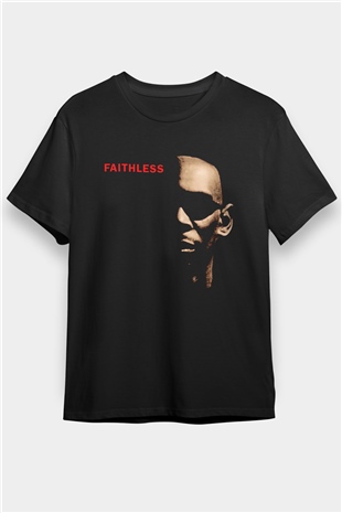 Faithless Baskılı Unisex Siyah Tişört - Tshirt