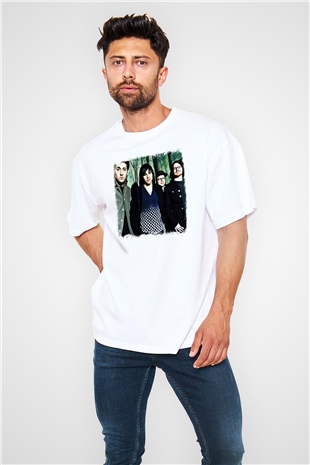 Fall Out Boy Baskılı Unisex Beyaz Oversize Tişört
