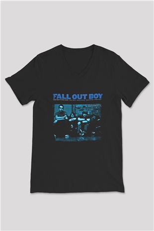 Fall Out Boy Baskılı Unisex Siyah V Yaka Tişört