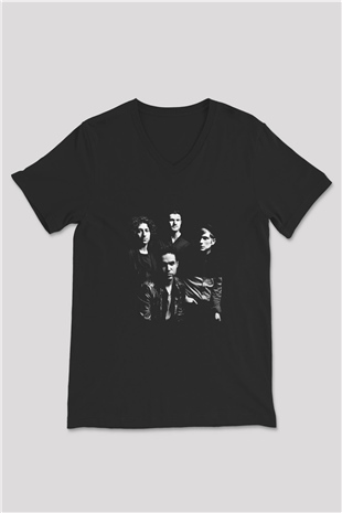 Fall Out Boy Baskılı Unisex Siyah V Yaka Tişört