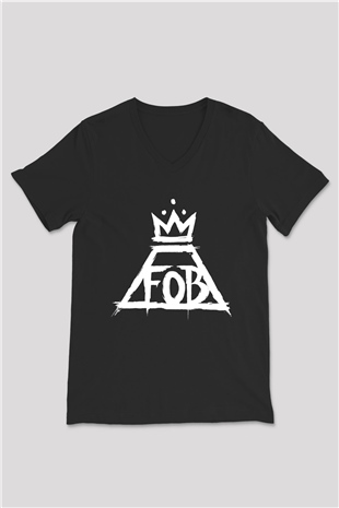Fall Out Boy Siyah Unisex V Yaka Tişört T-Shirt