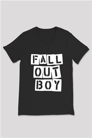 Fall Out Boy Siyah Unisex V Yaka Tişört T-Shirt